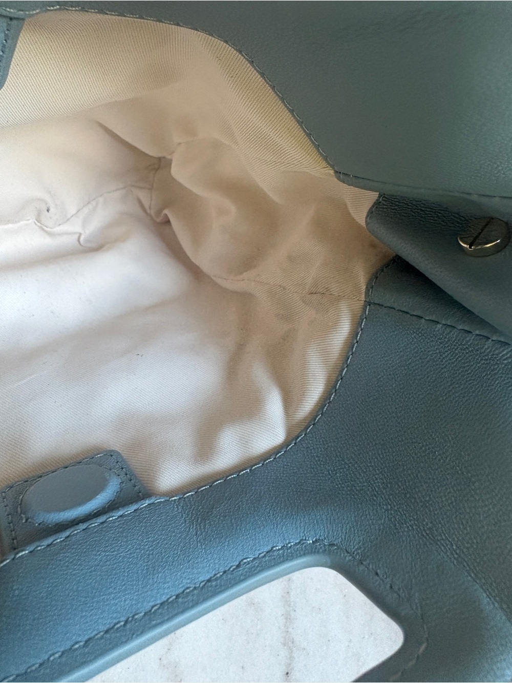 Maje M Bag - Light Blue Fringe Leather Clutch or Crossbody - Picture 12 of 13